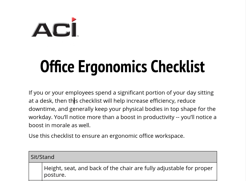 Office Ergonomics Checklist 7950